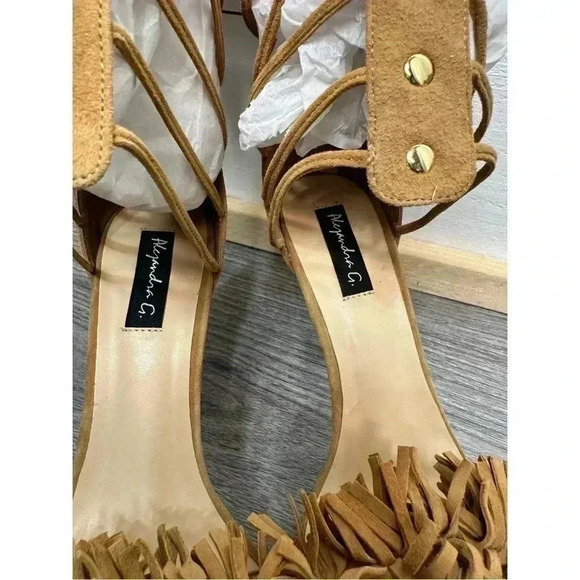 *NEW* Alejandra G. Heels - Size 40 (US‎ 9) Suede Fringe Tan High Heel Sandal - Picture 10 of 15